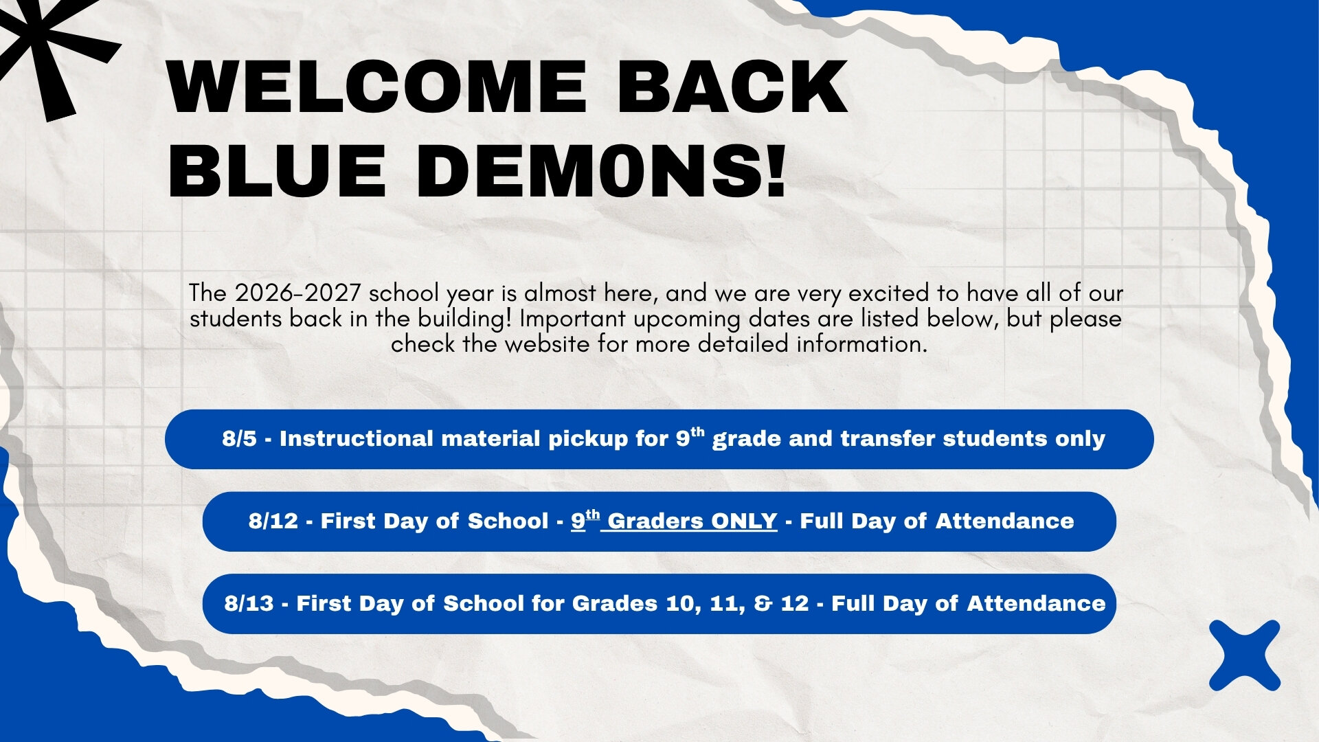 Welcome back students